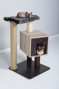 “Fluffy” Kitty Fun 1 Box Cat Tree Condo & Scratcher