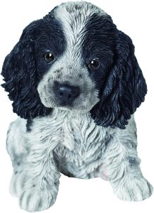 Real Life Cocker Spaniel Puppy Black/white 17cm