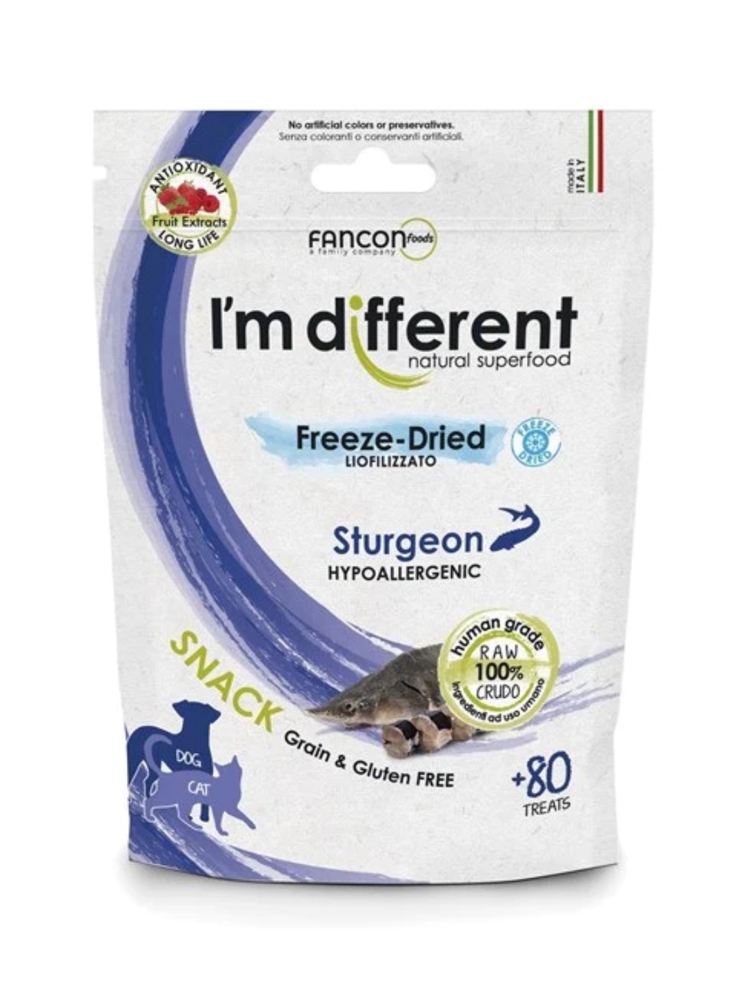 I AM DIFFERENT STURGEON I’m DIfferent Snak Freeze-Dried raw dog treats- 80τμχ.(40gr.) - Image 1